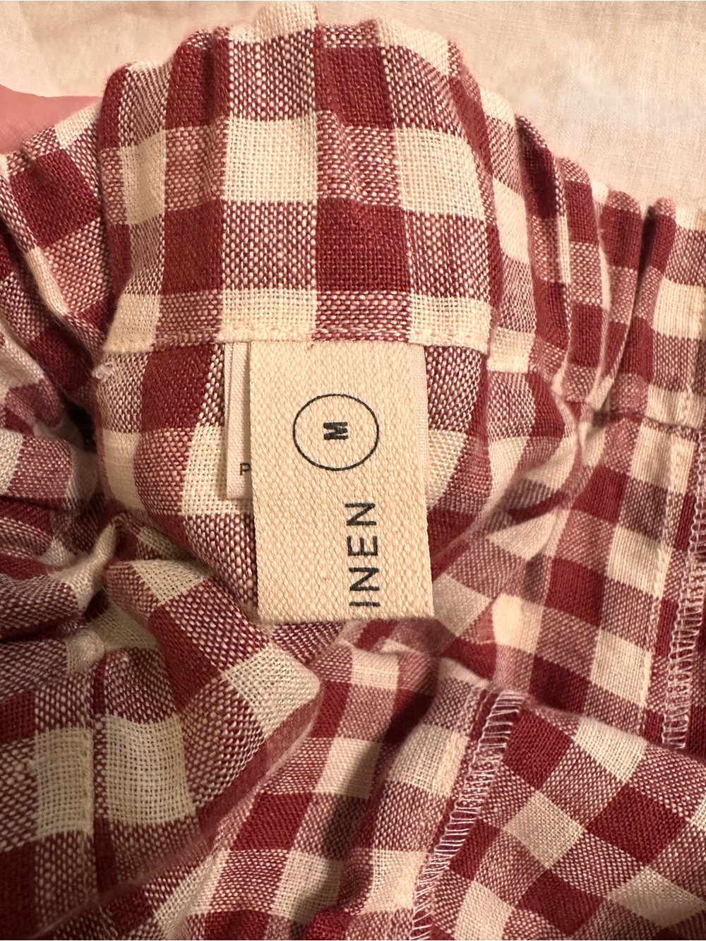 notPERFECTLINEN Marsala Gingham Women's MAIN Shorts - Picture 2 of 3